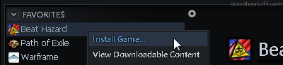 Insalling game via Steam Insalling game via Steam